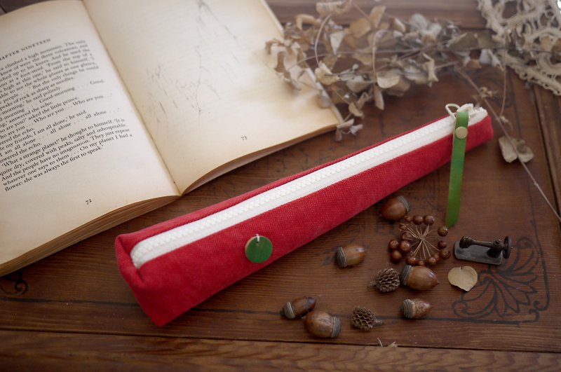 Christmas tree cutlery bag - กล่องดินสอ/ถุงดินสอ - ผ้าฝ้าย/ผ้าลินิน สีแดง