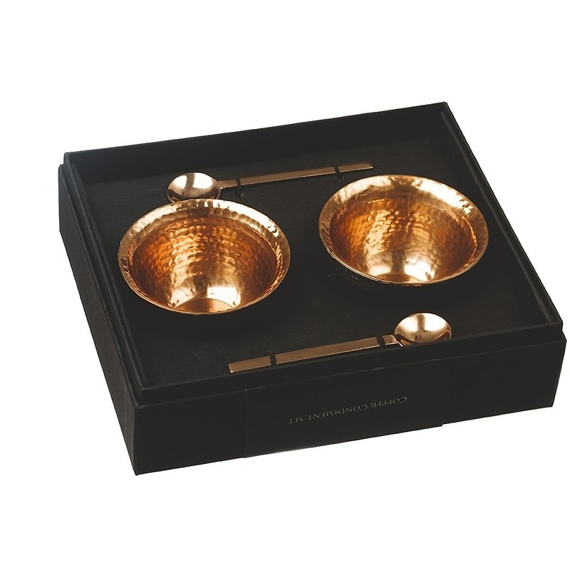 British Selbrae House Bronze metal sauce bowl with small spoon gift set (a set of two bowls)-spot - ถ้วยชาม - สแตนเลส สีทอง
