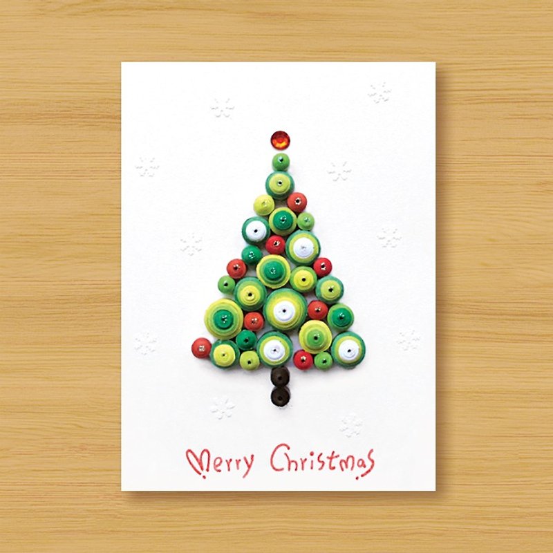 Handmade paper roll three-dimensional card _ cute little swirl Christmas tree _A..... Christmas card - Cards & Postcards - Paper Green