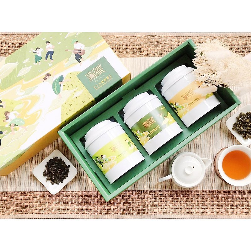 Charity Tea Gift [Wuzang] Alishan Joyful Tea Mountain 3-piece Gift Box [Happy Gift]─ Thick Bottom Charm - ชา - วัสดุอื่นๆ หลากหลายสี