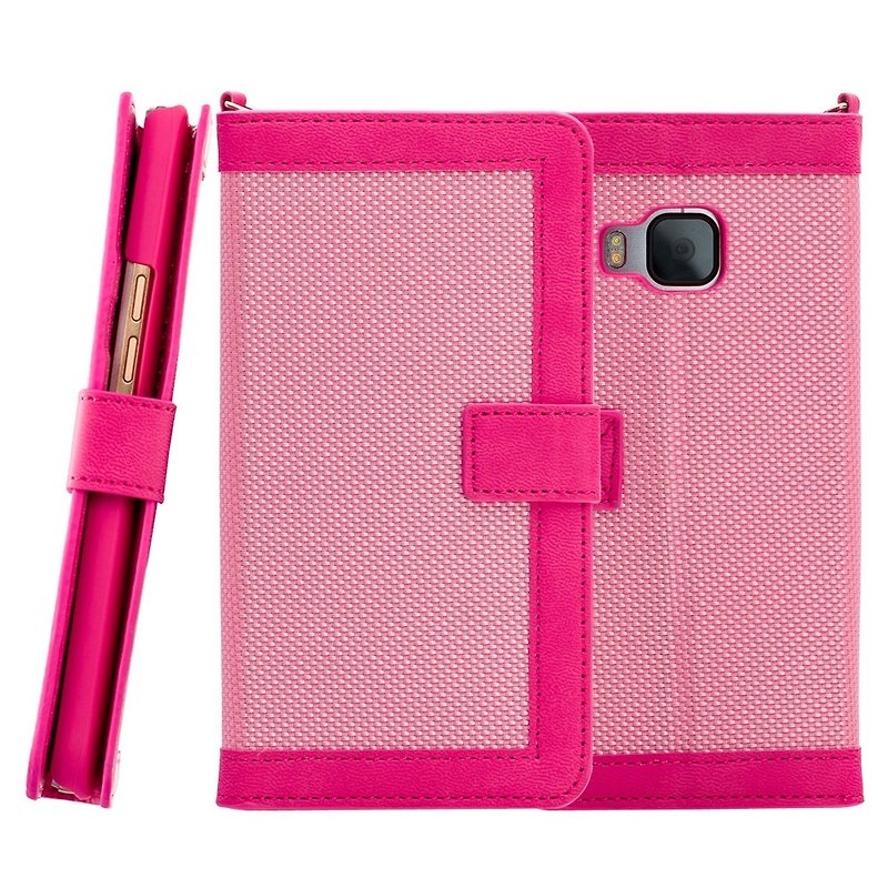 CASE SHOP HTC One M9 dedicated DUAL standing side flip leather case - pink (4716779654066) - อื่นๆ - วัสดุอื่นๆ สึชมพู