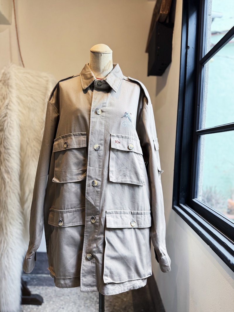 7-80s USA 10X 淺象灰色 卡其料挺版 美國四口袋 工裝 工作外套 - 男夾克/外套 - 棉．麻 灰色