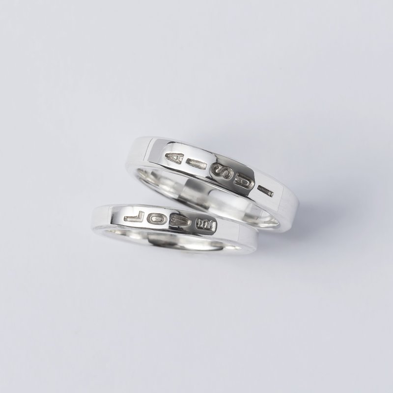 [Graduation Gift] Engraved Ring (Straight Style) (Single) 925 Sterling Silver Engraved Pair of Wedding Rings - แหวนทั่วไป - เงินแท้ สีเงิน