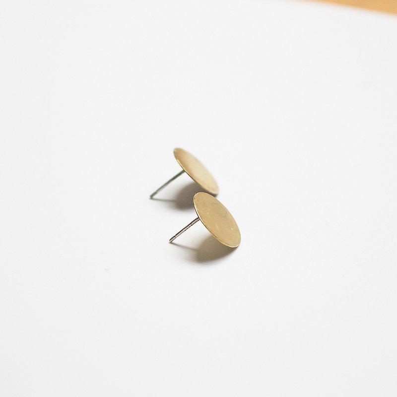 法式耳環 - 簡單點點圓圓銅片耳環/小/可改夾/ 聖誕禮物客製 - 耳環/耳夾 - 銅/黃銅 金色