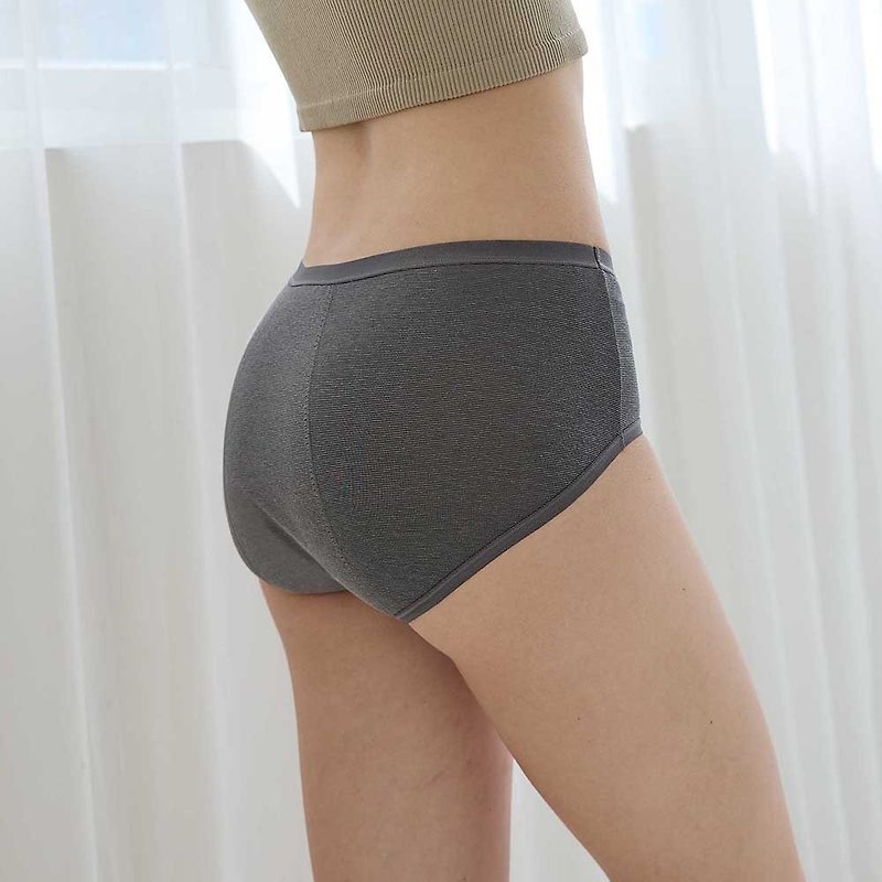 Beirou Bamboo Charcoal Breathable Mid-Rise Menstrual Pants - Women's Underwear - Cotton & Hemp Gray