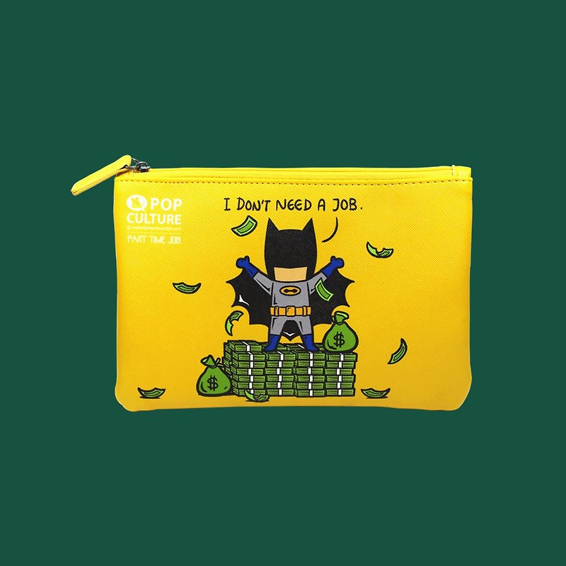 Flying Mouse 365. Design.Bat-Man. Collection bag. small bag, pencil bag. - Toiletry Bags & Pouches - Faux Leather Yellow