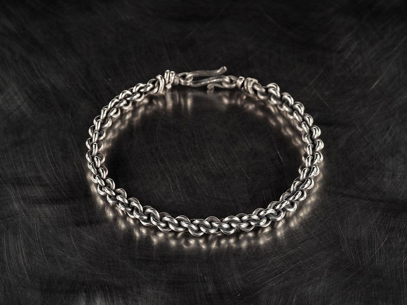 Unique wire wrapped nickel silver bracelet bangle 28th Anniversary gift Big size - 手鍊/手鐲 - 其他金屬 銀色