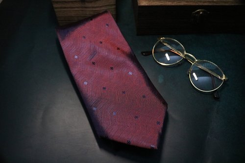 壞紳士 紫紅色小方塊領帶真絲領帶紳士風提花necktie