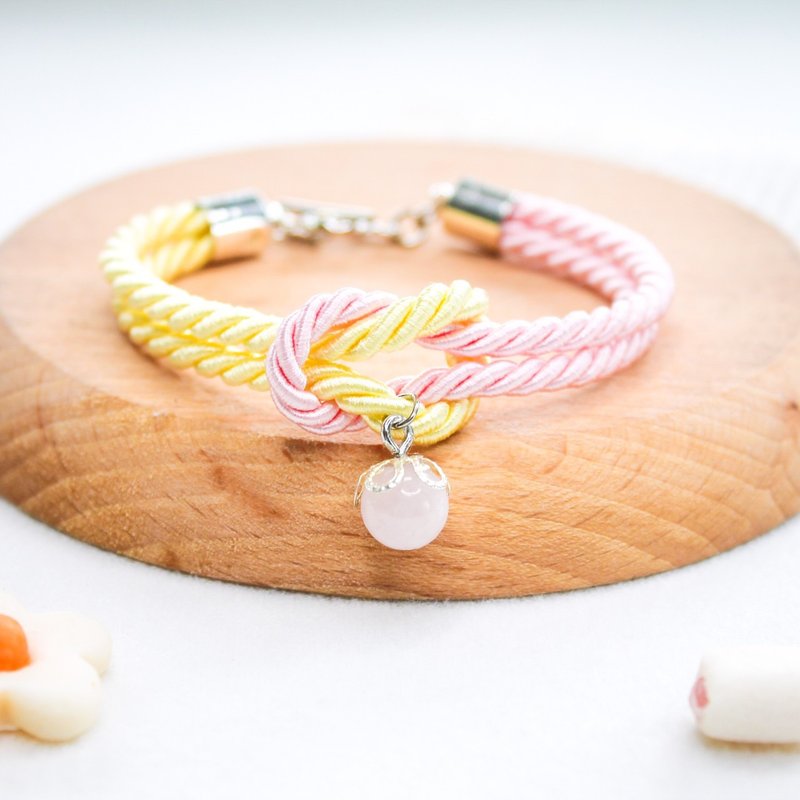Mashmallows Rope with Lucky Stone - Pink&Yellow - 手鍊/手環 - 貴金屬 多色