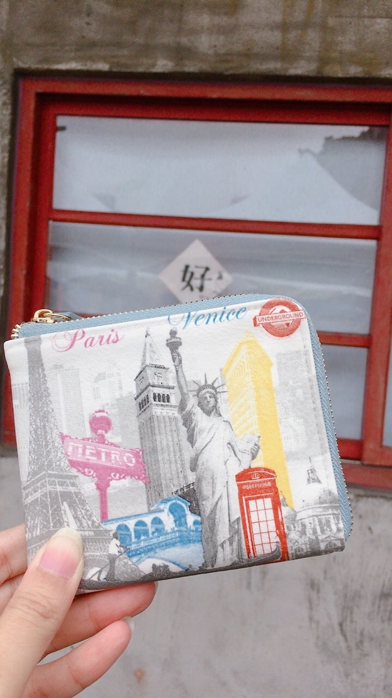 ポケット小財布ニューヨークL字型ジッパーショートクリップバレンタインデー誕生日クリスマス交換ギフト - 財布 - 防水素材 