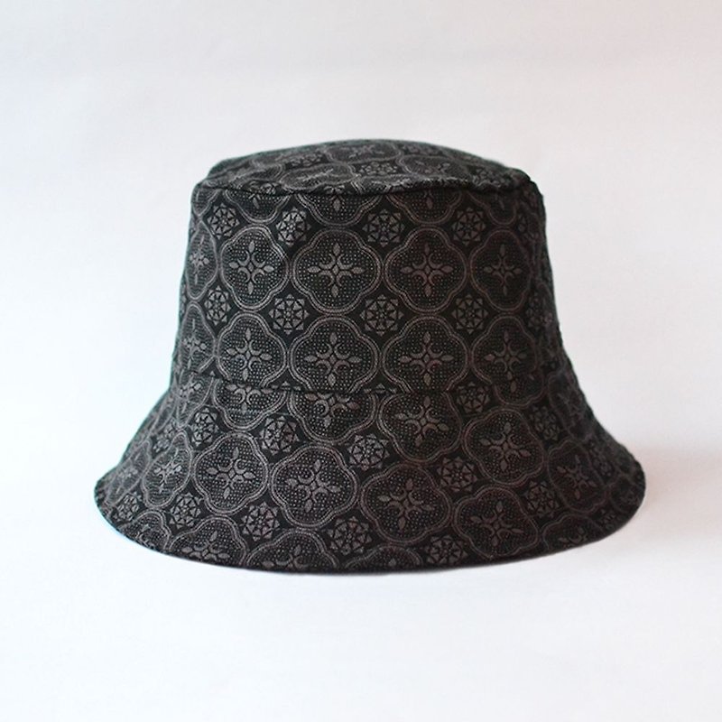 Fisherman Hat / Begonia Glass Pattern / Gentleman Black - หมวก - ผ้าฝ้าย/ผ้าลินิน 