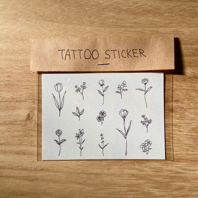 Wildflower 5 tattoo sticker - Temporary Tattoos - Paper Black