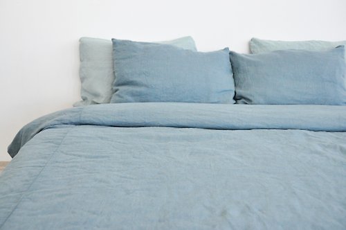 True Things Dusty blue linen pillowcase / Blue pillow cover / Euro, American size