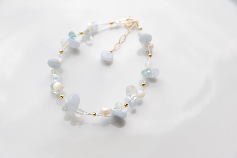 2024 Spring colored nylon coat wire bracelet Nemophila 14kgf - Bracelets - Semi-Precious Stones Blue
