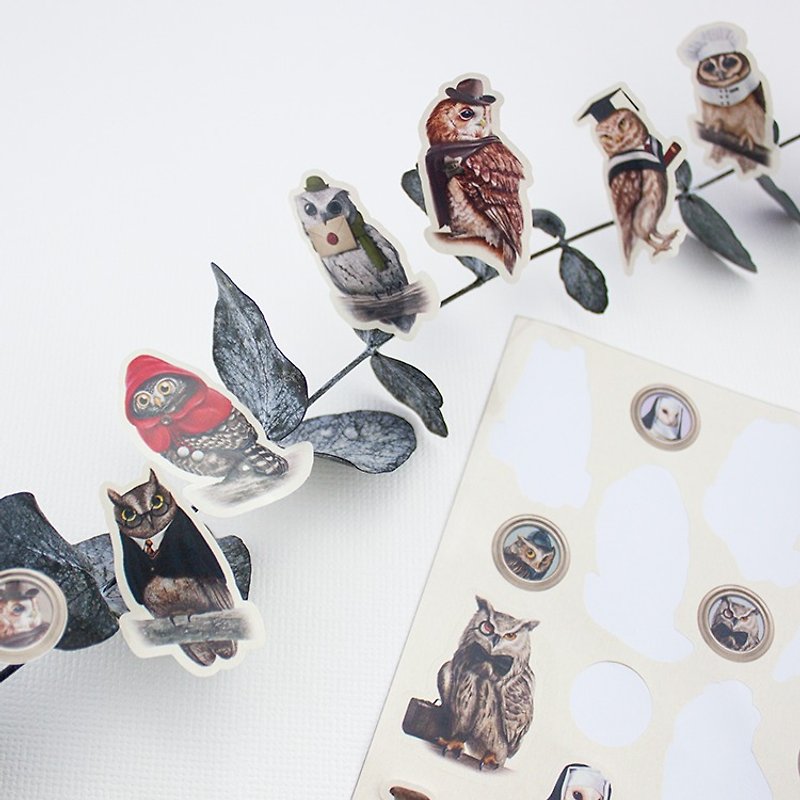 造型貼紙 - OWL OWL 貓頭鷹 - 貼紙 - 紙 咖啡色