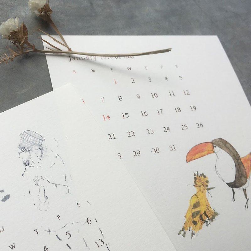 デスクカレンダー 2019(紙のみ) - 年曆/桌曆 - 紙 白色