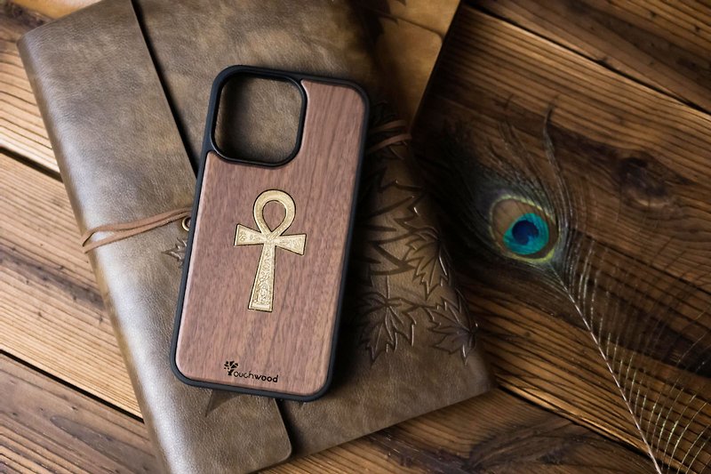 iPhone 11/12/13 Customized solid wood phone case/Walnut/Cherry wood/metal foil