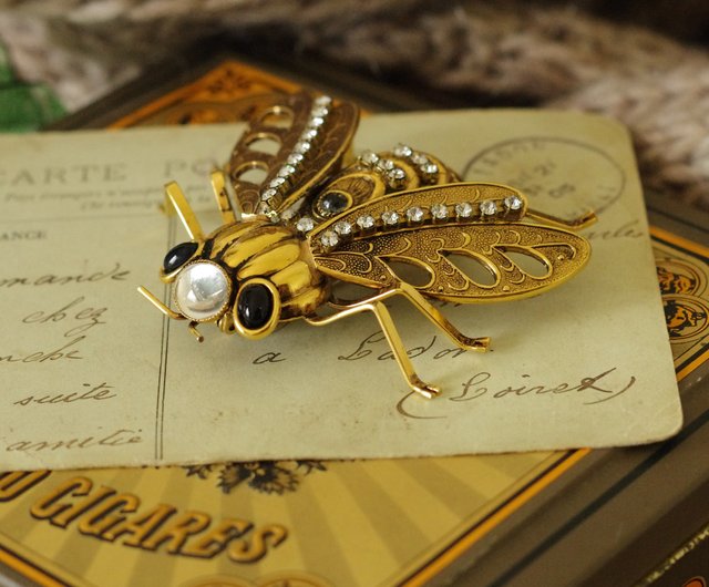 アンティーク子供っぽくて可愛いドイツ製金蝉昆虫蛾ブローチブローチ