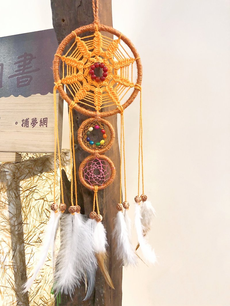 Soul Dream Catcher Happy Origin | Custom Handmade Ornaments Ethnic Tribal Healing Small Gifts - ของวางตกแต่ง - วัสดุอื่นๆ สีส้ม