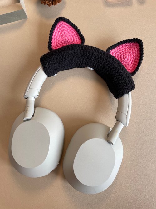 Pawpawcrochet 原創設計時尚個性黑色耳朵AirPod Max 保護套 索尼 XM5 頭戴式耳