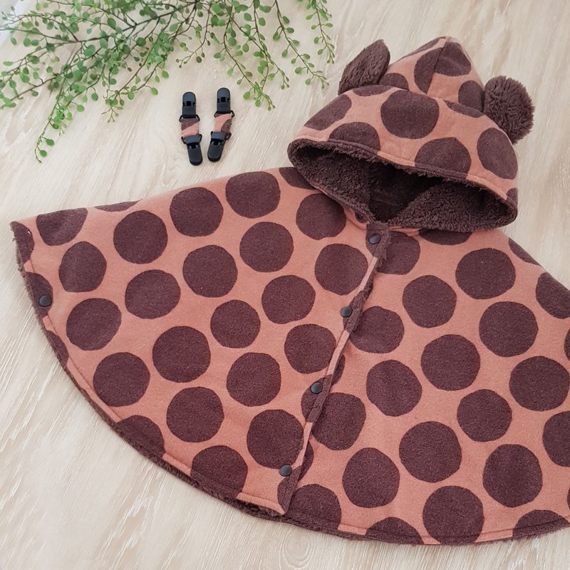 Japanese pure cotton lightly brushed mocha cocoa big wave point multi-functional use cloak cloak - เสื้อโค้ด - ผ้าฝ้าย/ผ้าลินิน สีนำ้ตาล