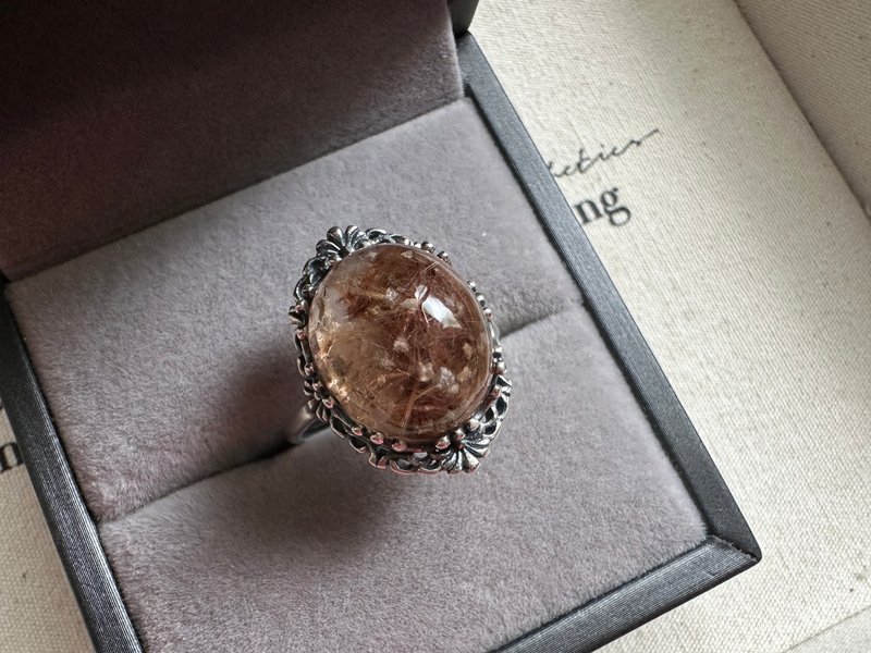 蝴蝶髮方解石共生　銀戒 - 戒指 - 水晶 