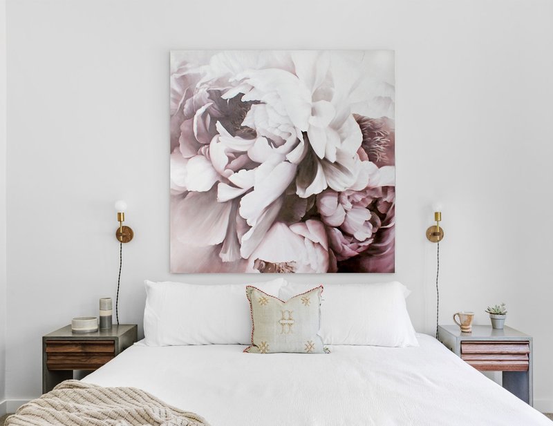 Purple White Painting |  Purple White Abstract | Purple Art | Burgundy Peonies - 壁貼/牆壁裝飾 - 棉．麻 紫色