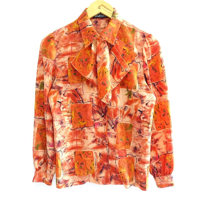 │Slowly│ Pumpkin Pie-Vintage Shirt│vintage.Retro.Art. - Women's Shirts - Polyester Multicolor