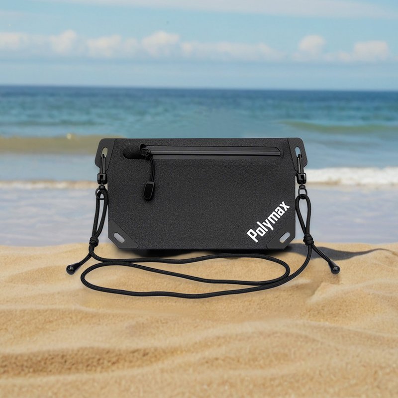 Waterproof portable flat bag-dark night black/side backpack/lightweight - กระเป๋าแมสเซนเจอร์ - วัสดุกันนำ้ สีดำ