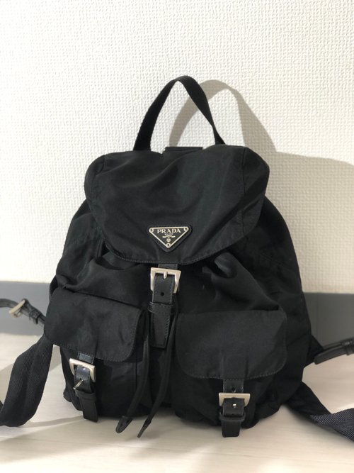 Directly shipped from Japan, brand name used packaging] PRADA triangle logo  nylon leather backpack bag pack navy vintage 8jeijv - Shop solo-vintage  Backpacks - Pinkoi