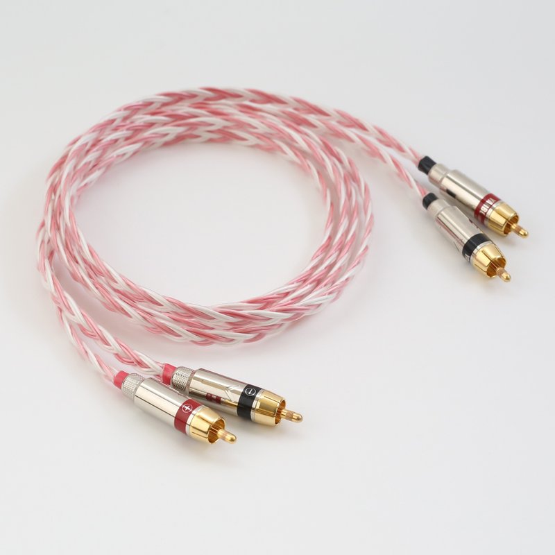 [Kawaki] Japanese 8-core Bronze-plated sterling silver double lotus RCA [T008] audio cable RCA signal cable - Gadgets - Other Materials 