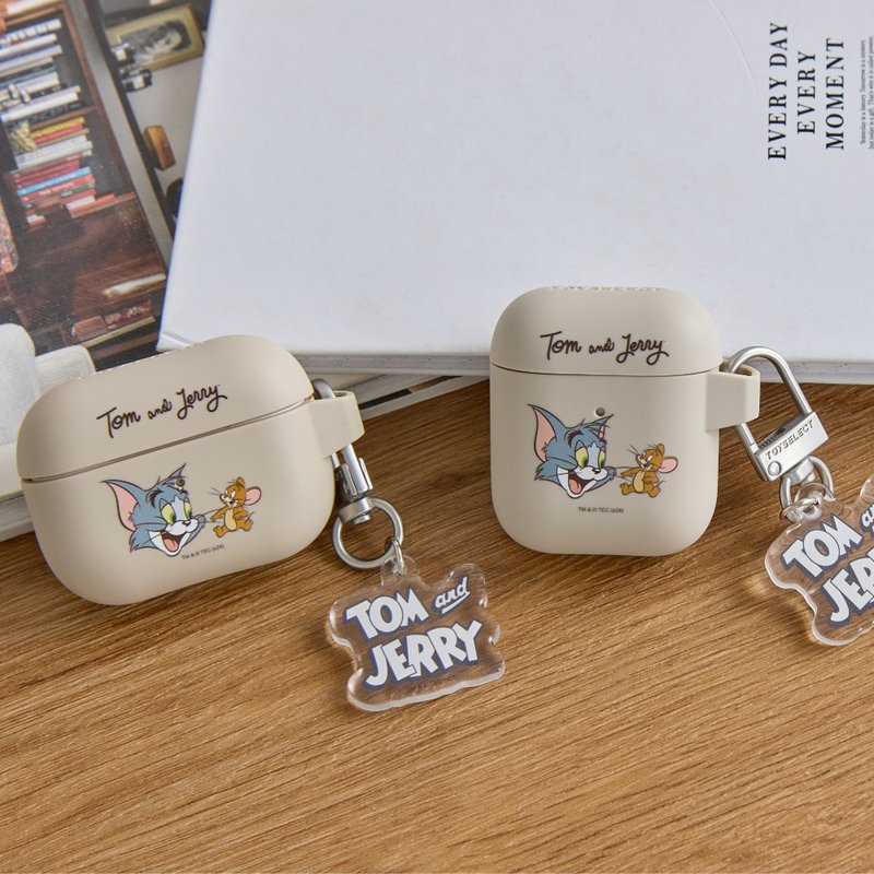 湯姆貓與傑利鼠目光交織強悍防摔AirPods保護套(附吊飾) - AirPods/耳機保護套 - 塑膠 多色