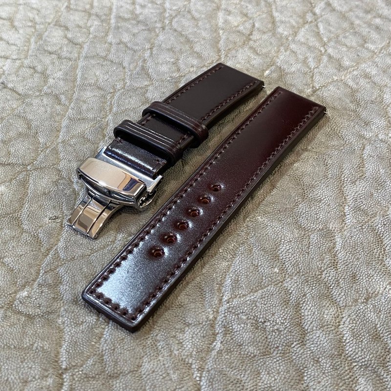 Custom-made watch straps available up to 22mm wide [Classic] Cordovan, extra thick, full flat watch band - Watchbands - Genuine Leather Brown