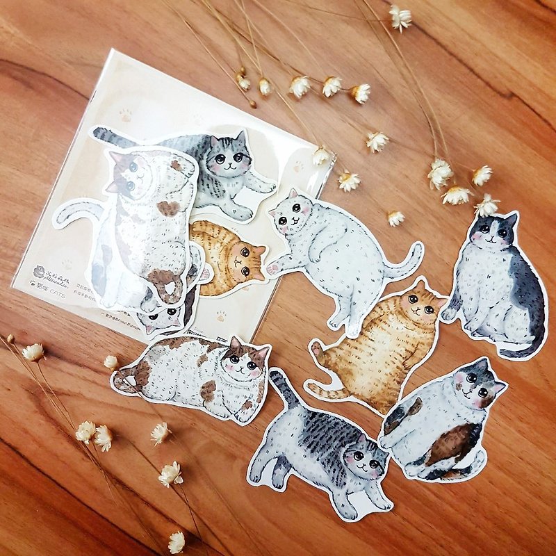 Greedy cat sticker set - สติกเกอร์ - กระดาษ หลากหลายสี