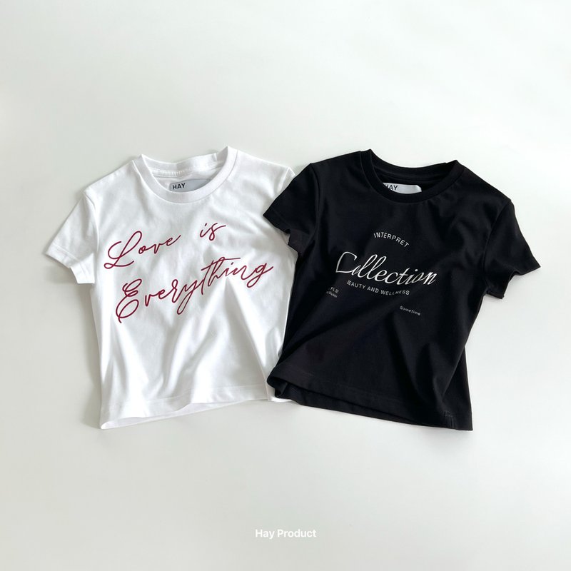 短板上衣 HAY : BABY TEE White / Black (free size) - เสื้อยืดผู้หญิง - ผ้าฝ้าย/ผ้าลินิน 