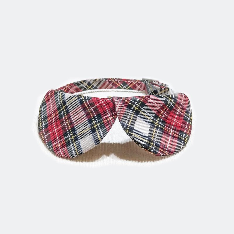Ella Wang Design Peter Pan Collar 寵物 圓領 頸圈 格紋 學院 - 項圈/牽繩 - 棉．麻 紅色