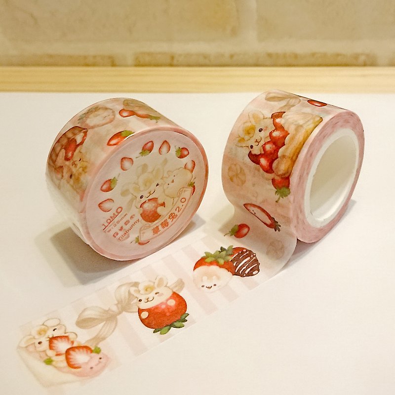 Masking Tape-Strawberry Bunny(Dessert) - Washi Tape - Paper Pink