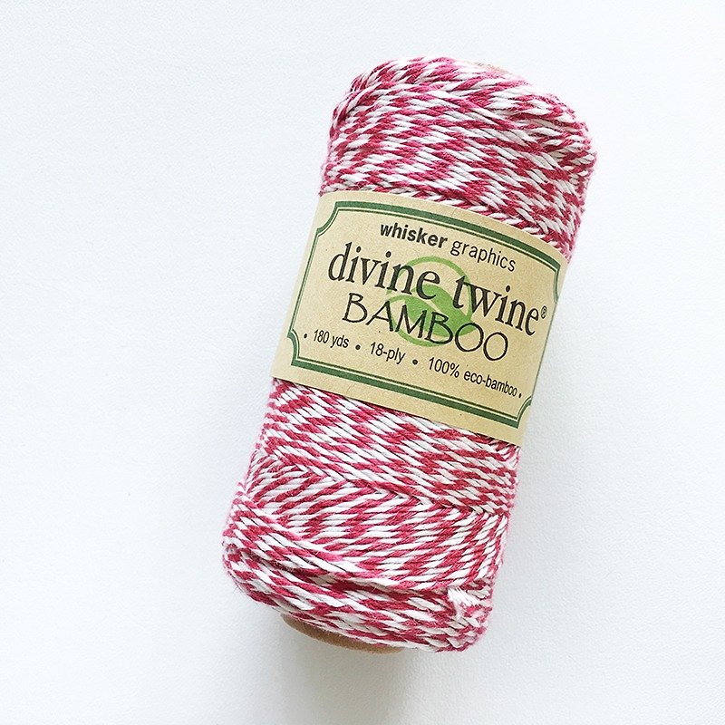美國進口 Divine Twine Bamboo 雙色環保棉線【Red &amp; White】紅+白