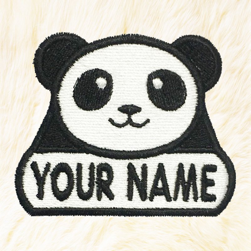 Panda Personalized Iron on Patch Your Name Your Text Buy 3 Get 1 Free - 編織/羊毛氈/布藝 - 繡線 黑色