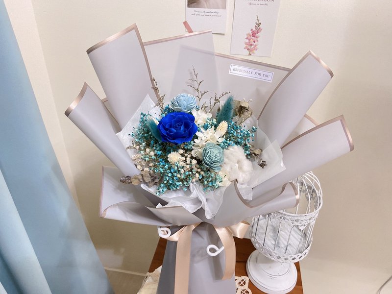 Eternal Life Bouquet Graduation Bouquet Valentine's Day Gift Birthday Gift Confession Proposal Korean Bouquet - Dried Flowers & Bouquets - Plants & Flowers Blue