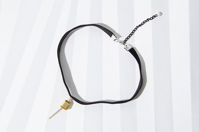 金や銀がゆん設計真珠のチョーカーネックレス鎖骨シンプルなストレッチのベルベットの襟ベル - ネックレス - 金属 ブラック