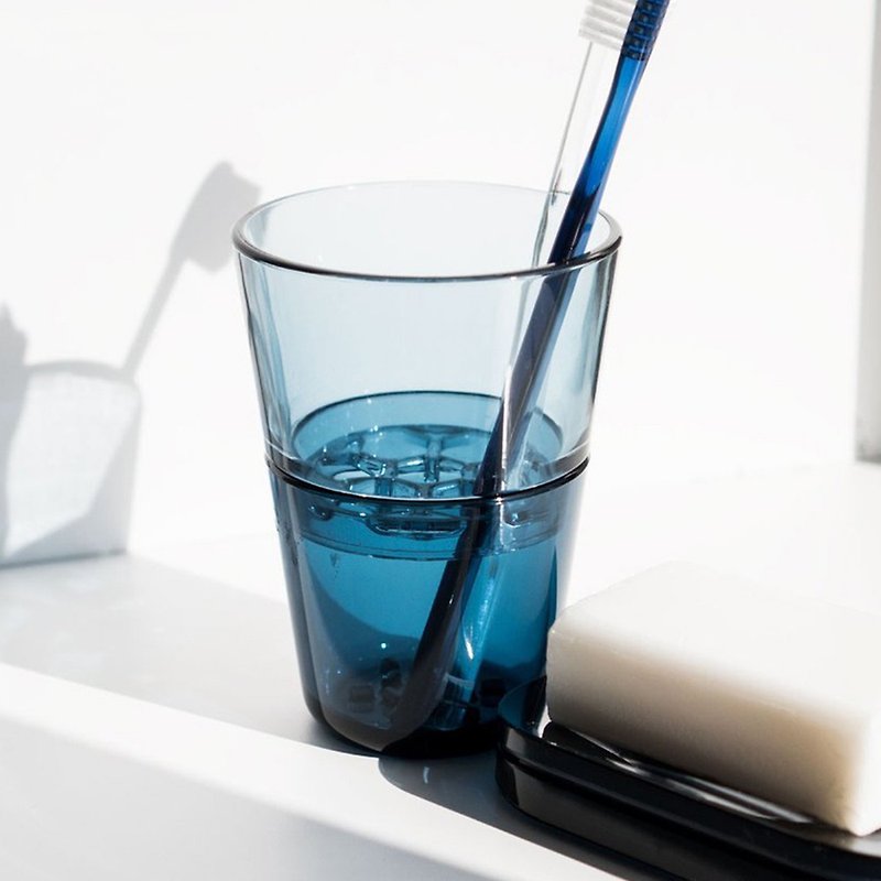 日本OKA PLYS base晶透風雙層牙刷瀝水杯架-4色可選 - 浴室用品/收納 - 塑膠 藍色
