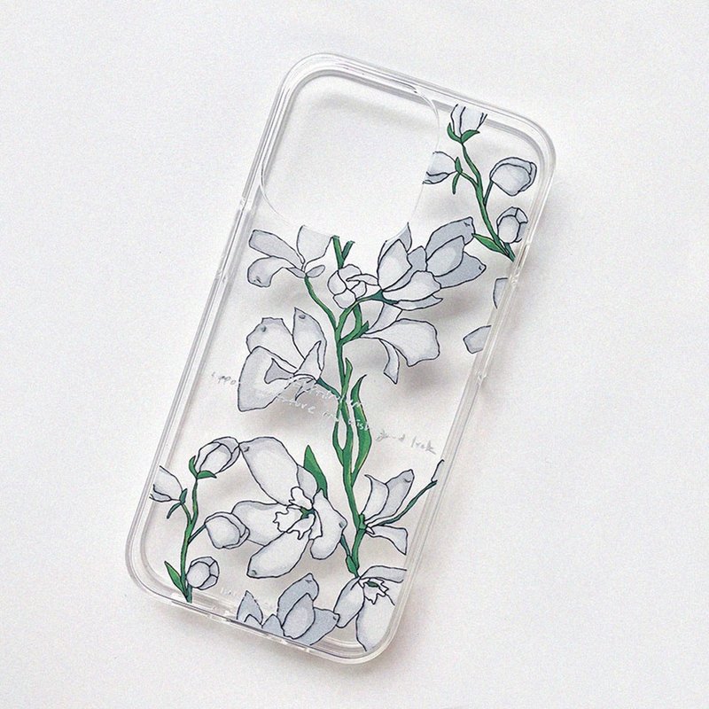 White Delphinium_Jelly Hard Phone Case_MagSafe - 手機殼/手機套 - 其他材質 白色