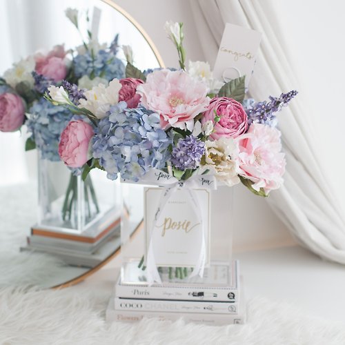 posieflowers PASTEL PINK AND BLUE | XL Paris Vase Flower for Decoration