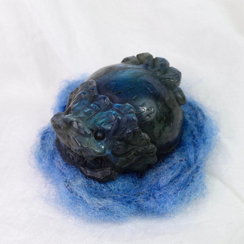 藍光拉長龍龜附手工礦墊 - 擺飾/家飾品 - 半寶石 