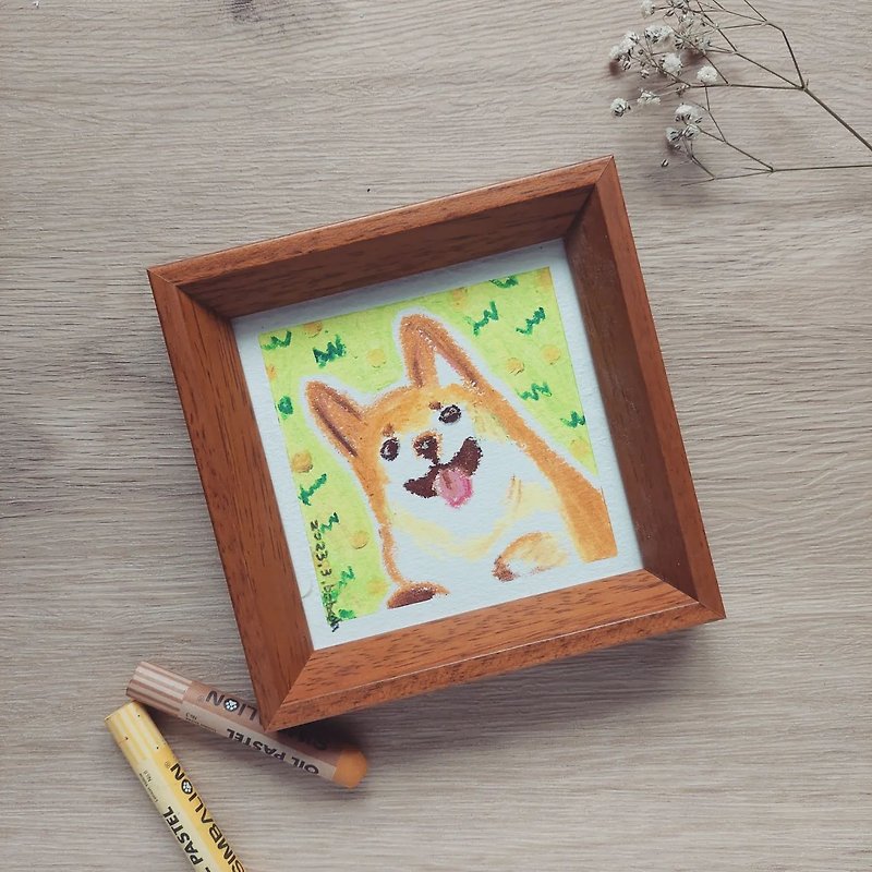Corgi illustration/dog illustration/pet illustration/pet memorial painting/oil crayon/customer - Customized Portraits - Paper Multicolor
