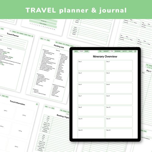 Pluto Pun Studio Travel Planner | Green | Hyperlink