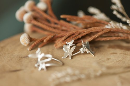 yuting jewellery le papillon 純銀蝴蝶耳環-一對/可改夾