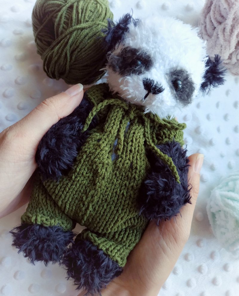 Ooak teddy bear panda/ collectable bear/ nursery plush toy/ beautiful teddy pand - 寶寶/兒童玩具/玩偶 - 其他材質 