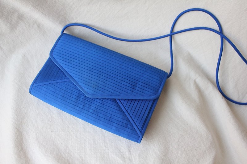FOAK vintage/new in stock/Jim Thompson sapphire blue pleated envelope bag - กระเป๋าแมสเซนเจอร์ - ผ้าไหม 